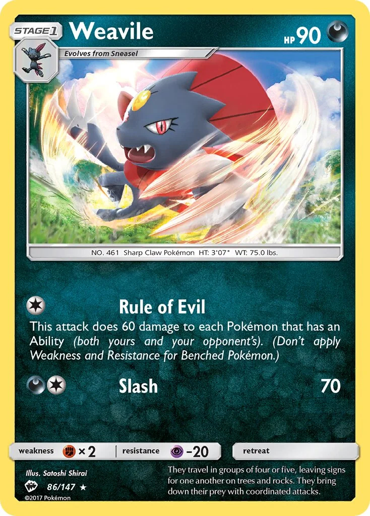 Weavile 「BUS 86/147」「EN」