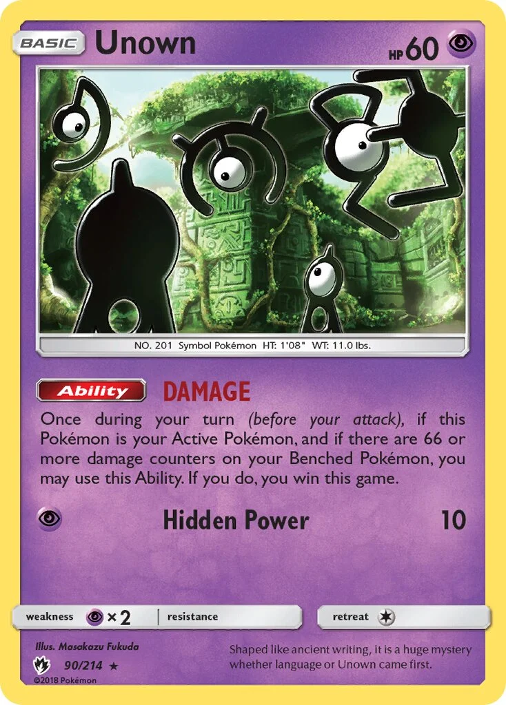 Unown 「LOT 90/214」「EN」