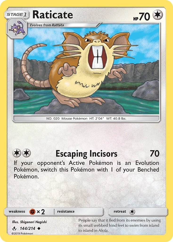 Raticate 「UNB 144/214」「EN」