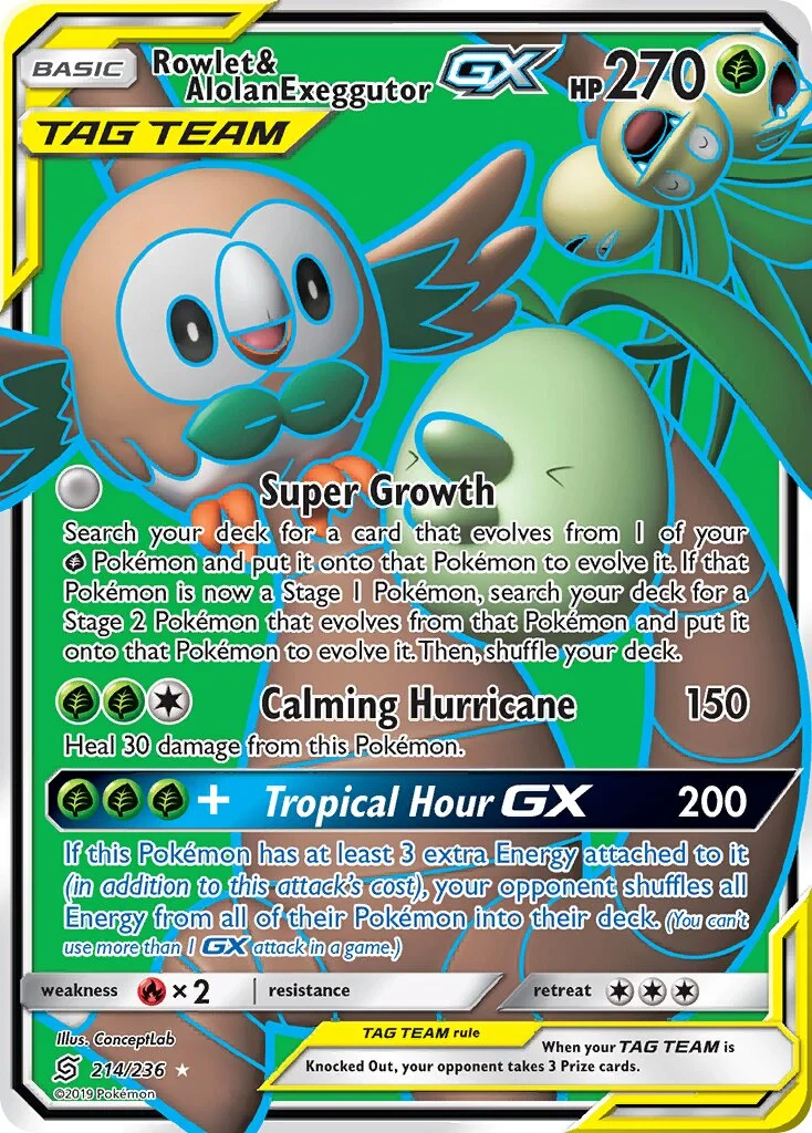 Rowlet & Alolan Exeggutor-GX 「UNM 214/236」「EN」