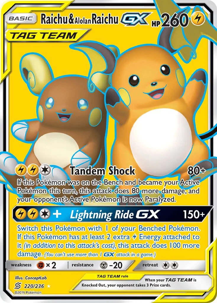 Raichu & Alolan Raichu-GX 「UNM 220/236」「EN」
