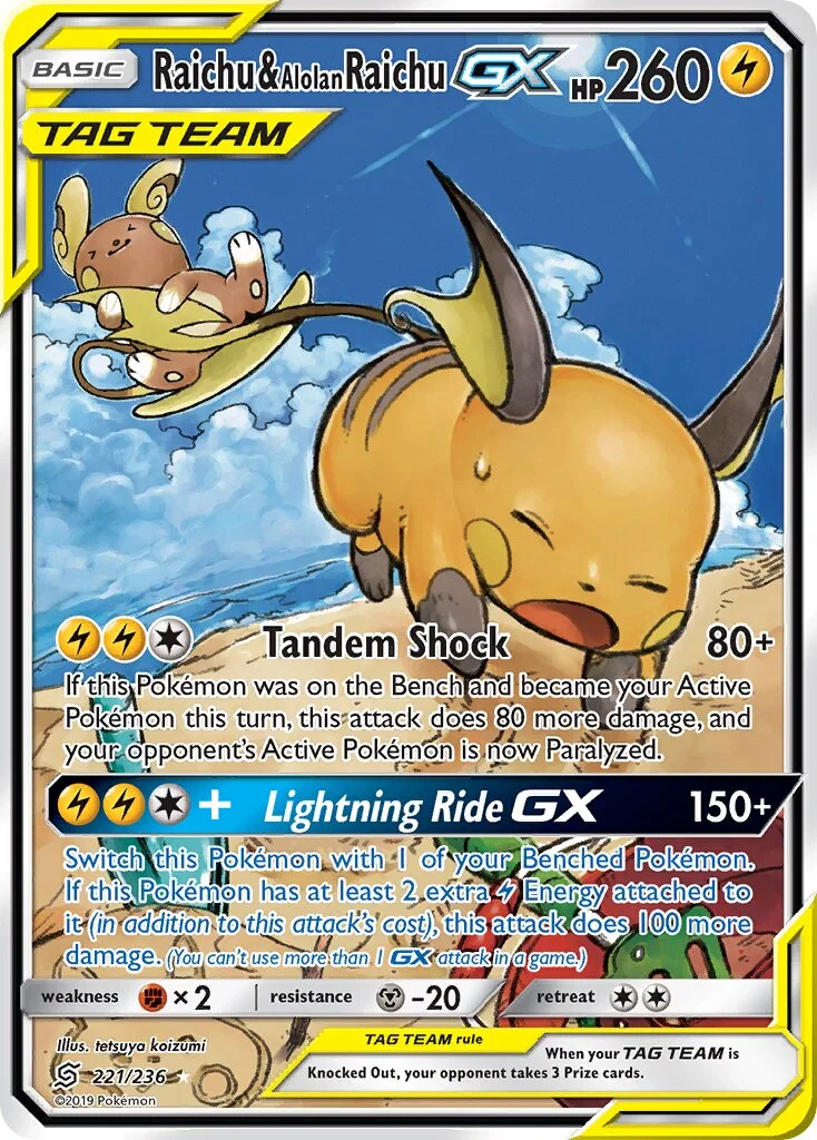 Raichu & Alolan Raichu-GX 「UNM 221/236」「EN」