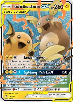 Raichu & Alolan Raichu-GX 「WC_DECK_2019_PIKAROM_JUDGE 54/236」「EN」