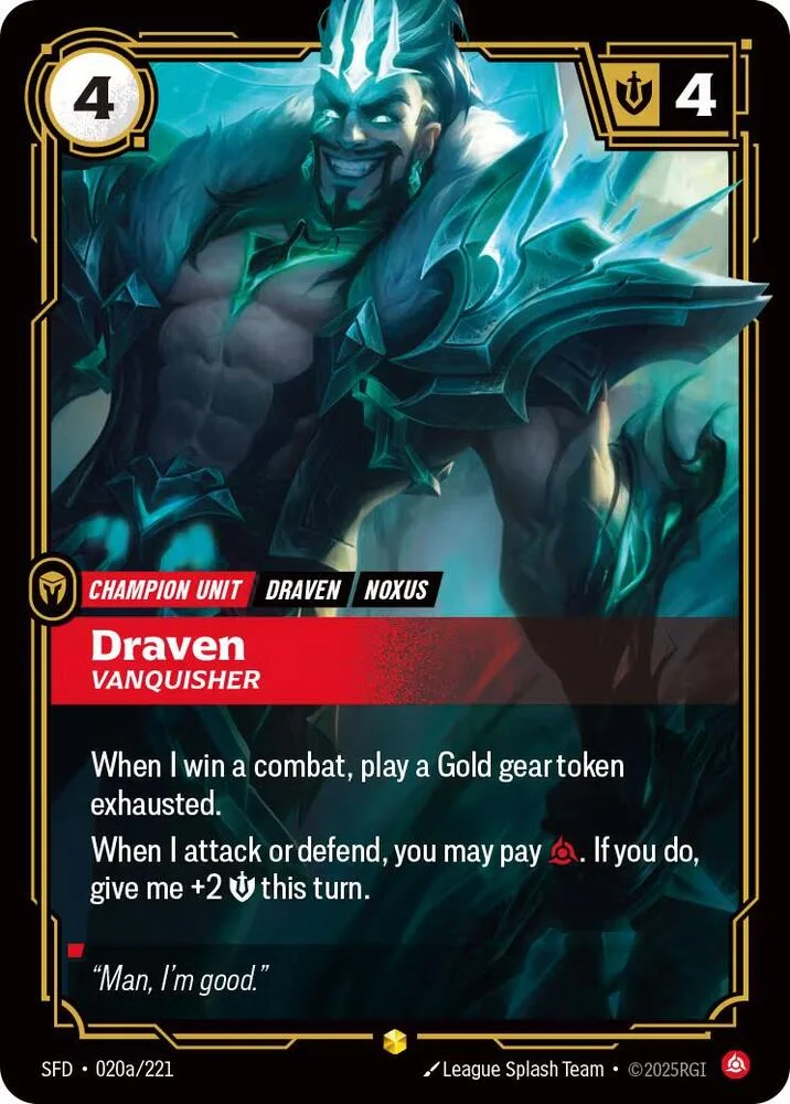 Draven Vanquisher Alternate Art 「020a/221」「EN」