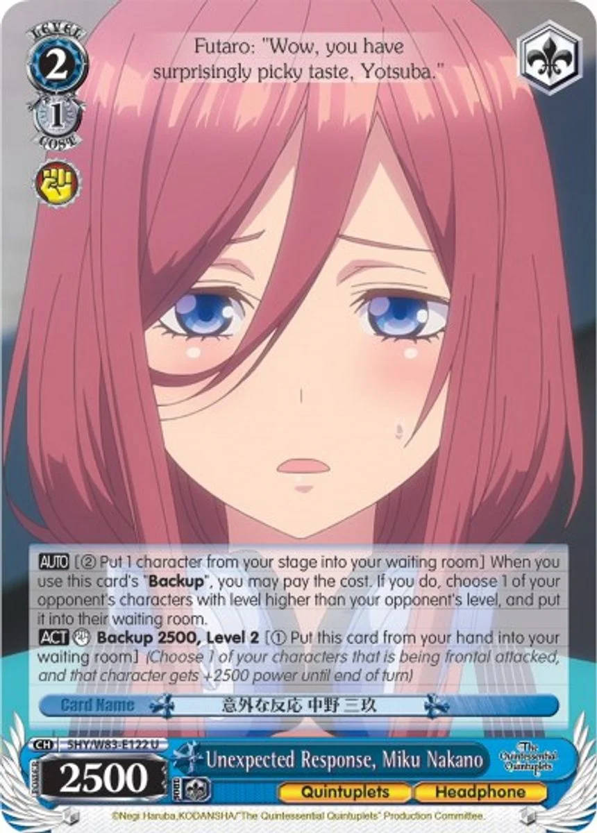 Unexpected Response, Miku Nakano 「5HY/W83-E122」「EN」