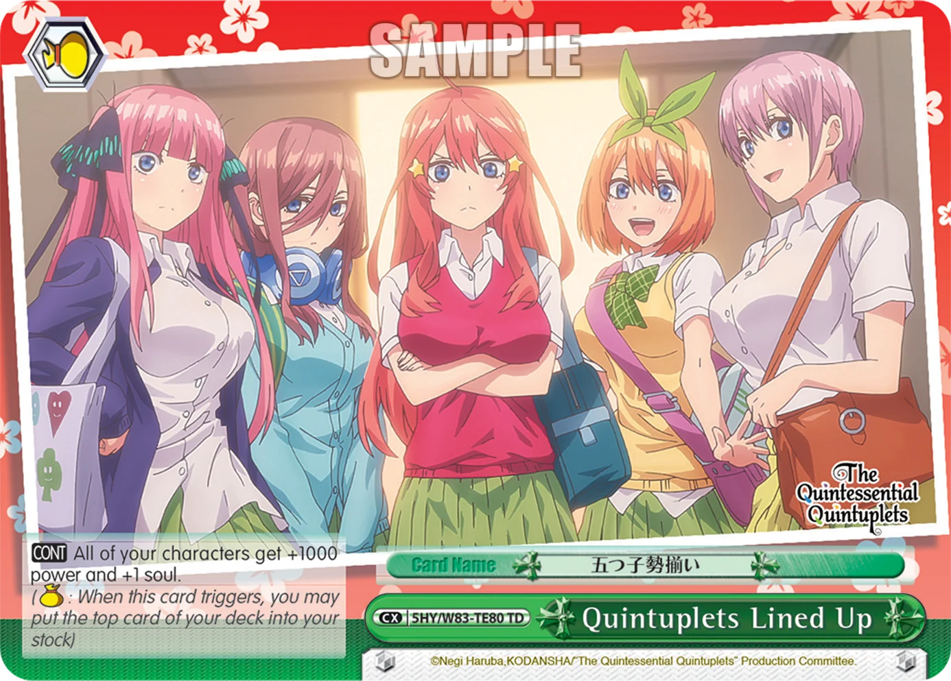 Quintuplets Lined Up 「5HY/W83-TE80」「EN」