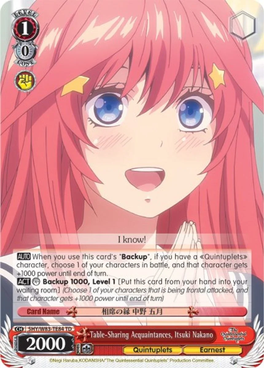 Table-Sharing Acquaintances, Itsuki Nakano 「5HY/W83-TE84」「EN」