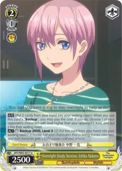 Overnight Study Session, Ichika Nakano #5HY/W83-E017 · Weiss Schwarz
