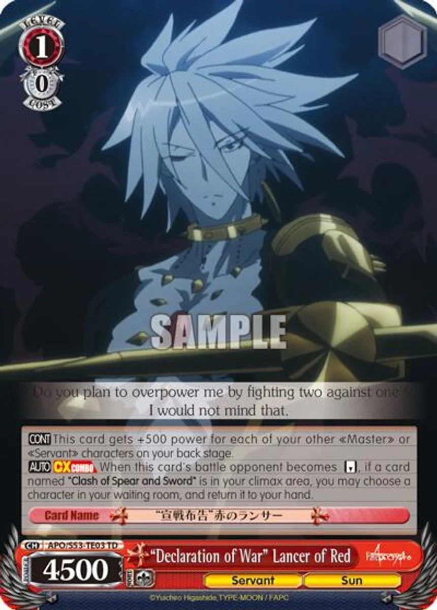"Declaration of War" Lancer of Red 「APO/S53-TE03」「EN」