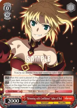 "Brimming with Confidence" Saber of Red #APO/S53-E027 · Weiss Schwarz