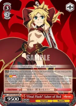 "Final Flash" Saber of Red #APO/S53-E028 · Weiss Schwarz