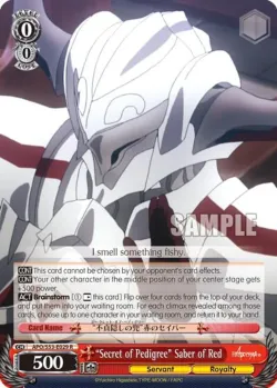 "Secret of Pedigree" Saber of Red #APO/S53-E029 · Weiss Schwarz