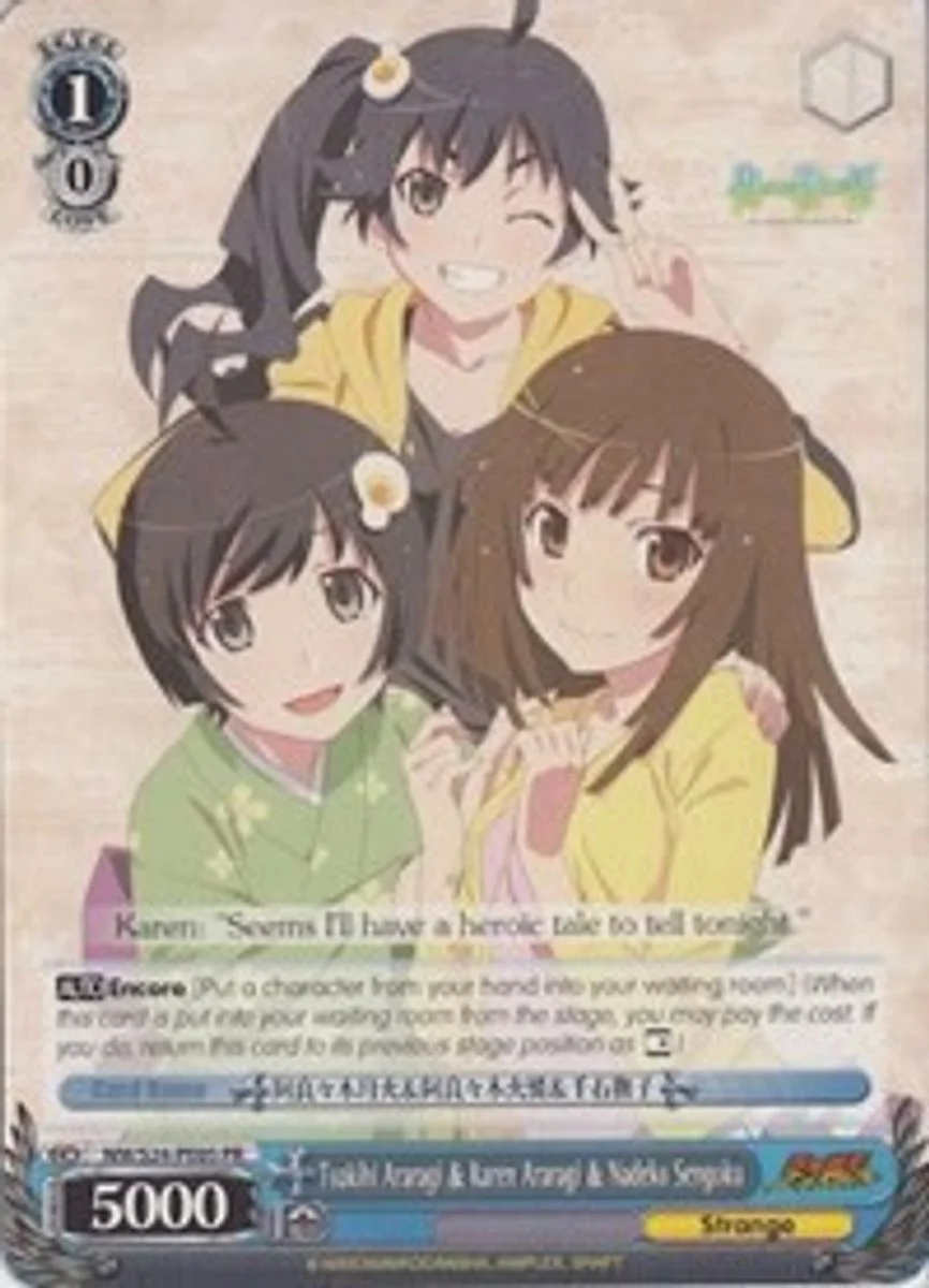 Tsukihi Araragi & Karen Araragi & Nadeko Sengoku 「NM/S24-PE05」「EN」