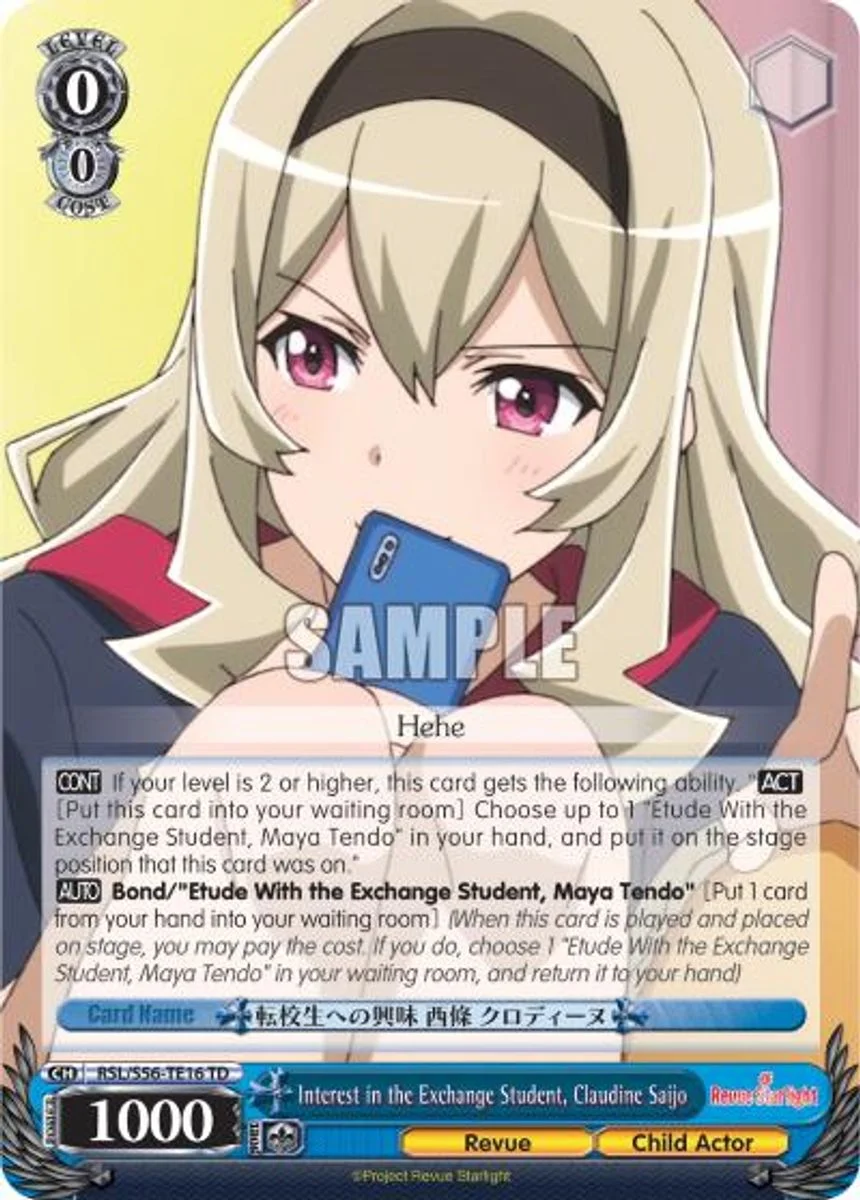 Interest in the Exchange Student, Claudine Saijo 「RSL/S56-TE16」「EN」