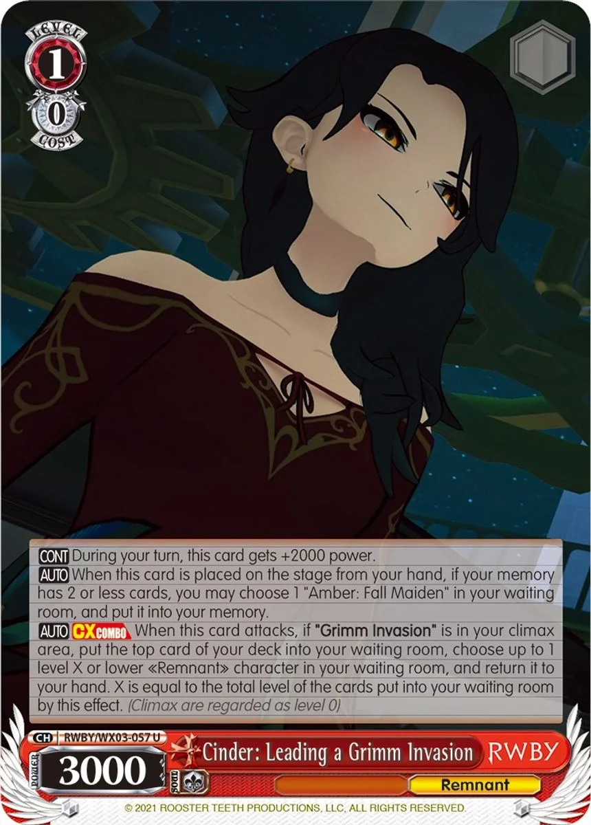 Cinder: Leading a Grimm Invasion 「RWBY/WX03-057」「EN」