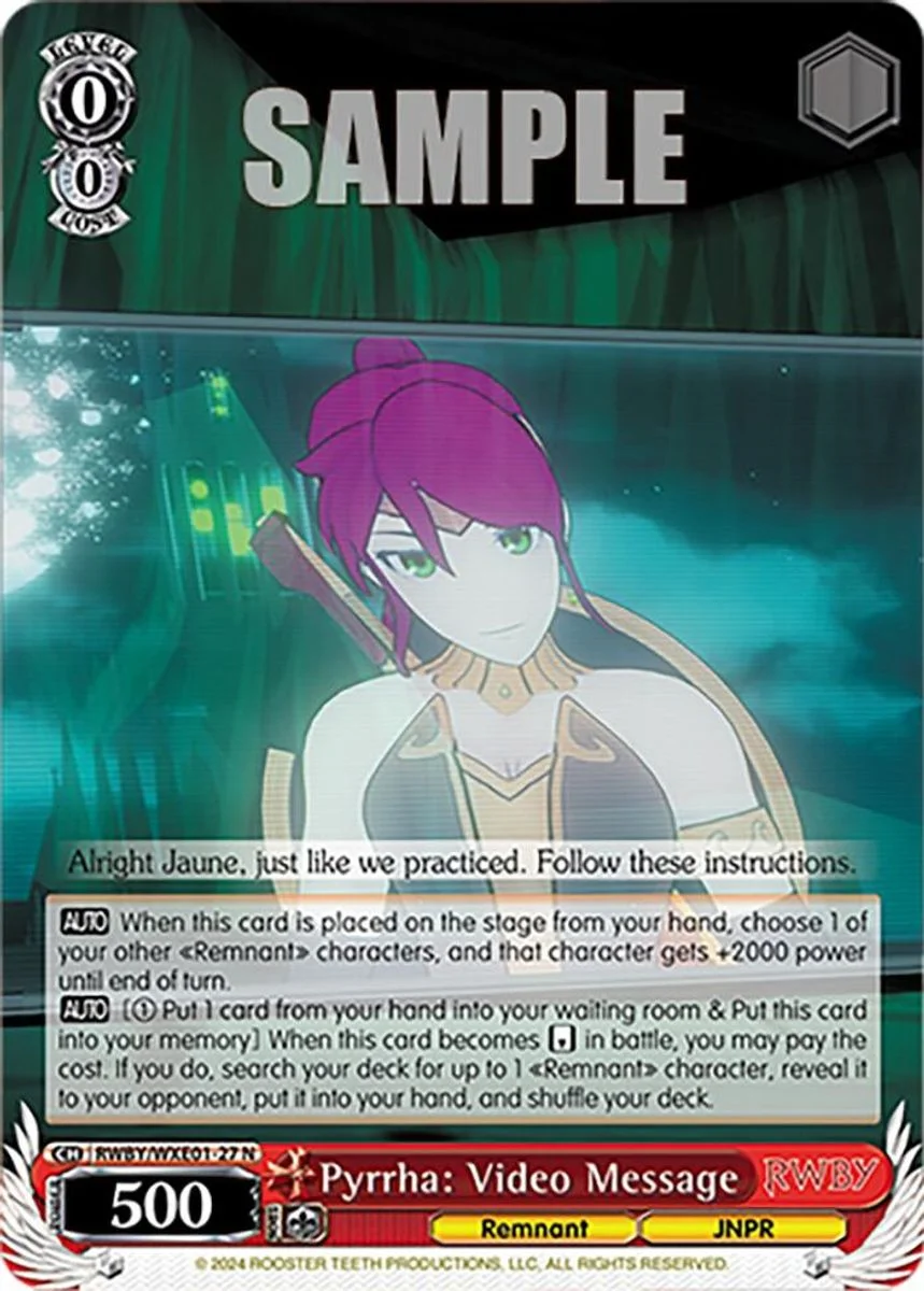 Pyrrha: Video Message 「RWBY/WXE01-27」「EN」