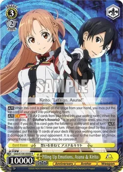 Piling Up Emotions, Asuna & Kirito #SAO/S100-E008 · Weiss Schwarz