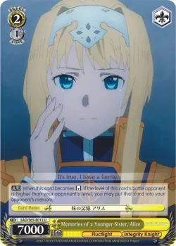 Memories of a Younger Sister, Alice #SAO/S65-E013 · Weiss Schwarz
