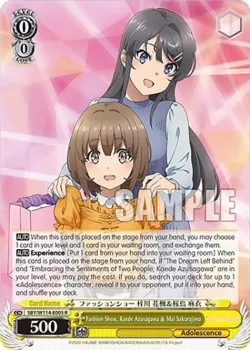 Fashion Show, Kaede Azusagawa & Mai Sakurajima #SBY/W114-E005 · Weiss Schwarz