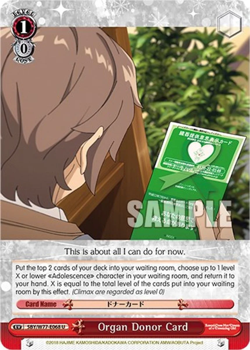 Organ Donor Card 「SBY/W77-E068」「EN」
